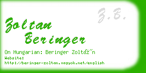 zoltan beringer business card